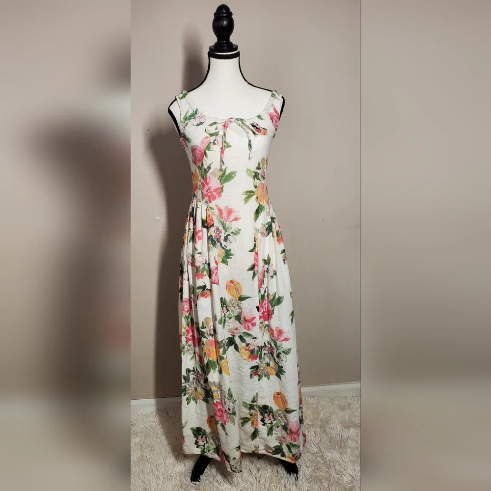 Tach Shisha Linen Floral Maxi Dress Multicolor Size XS - Picture 7 of 15